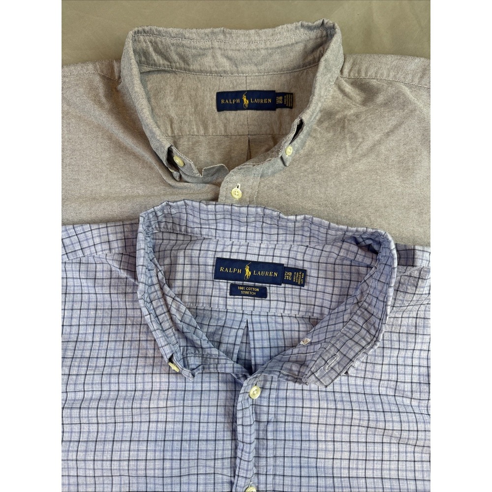 Lot Of 2 Ralph Lauren Mens 2XB Long Sleeve Button Down Preppy Flesh Pony Oxford